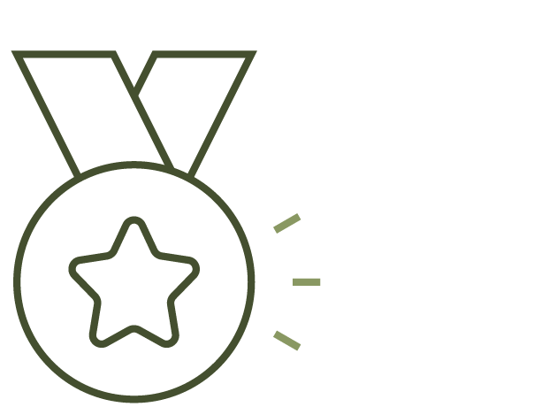 Outline star medal icon with rays